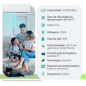 Ar Condicionado Split Hw Inverter Airvolution Connect R-32 Springer Midea 12000 Btus Frio 220V Monofásico 42AFVCI12S5