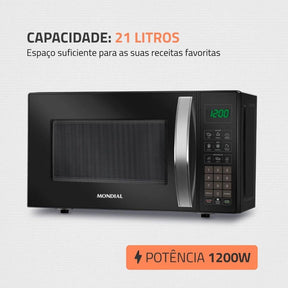 Micro-Ondas Mondial MO0121B 21 Litros Tira Odor Preto