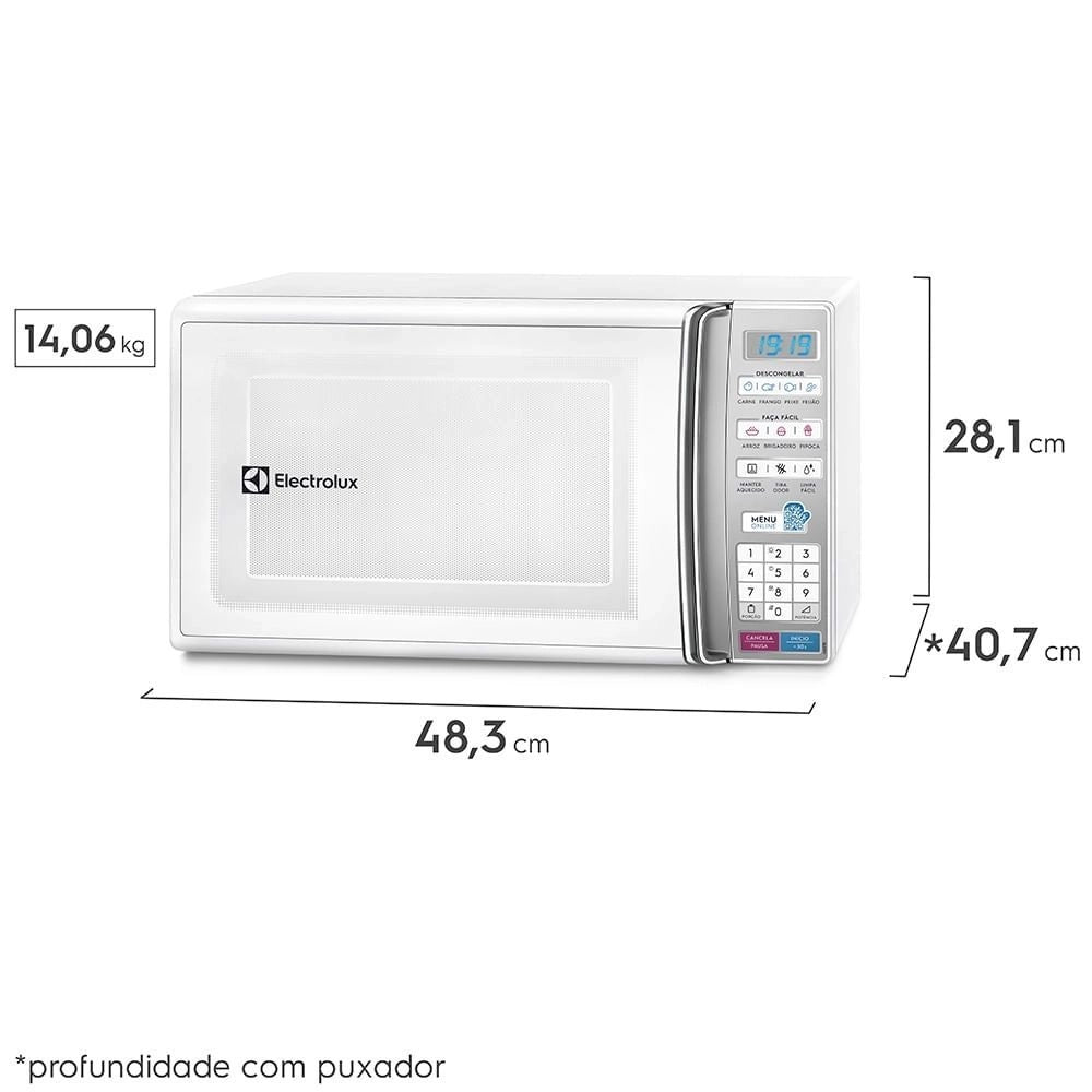 Micro-ondas Electrolux Branco 27L com 55 Receitas Pré-Programadas no Menu Online (MB37R)