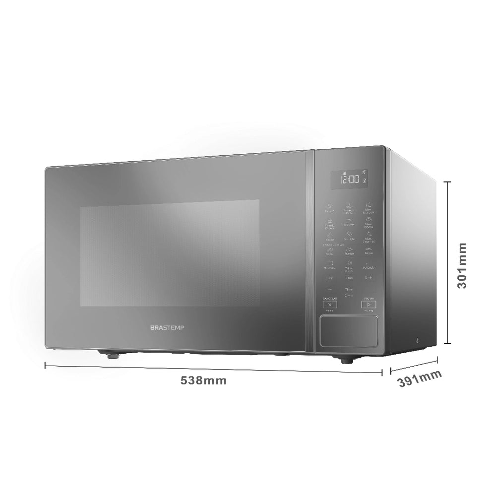 Micro-ondas Brastemp BMS46 32L Espelhado com Menu Gourmet Cinza