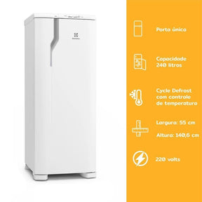 Refrigerador 240L 1 Porta Classe A 110 Volts, Branco, Electrolux