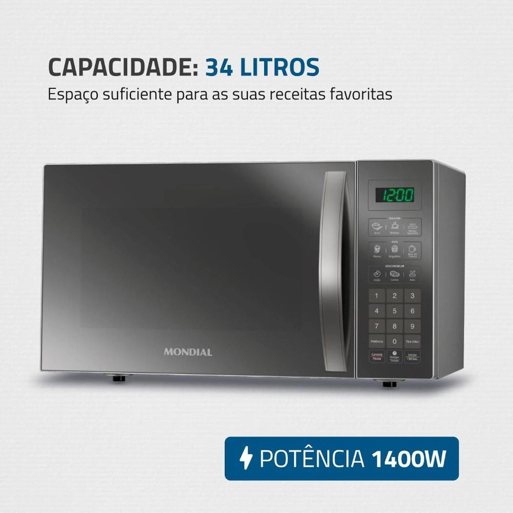 Micro-ondas Mondial MO-02-34-E 1400W 34 Litros Inox