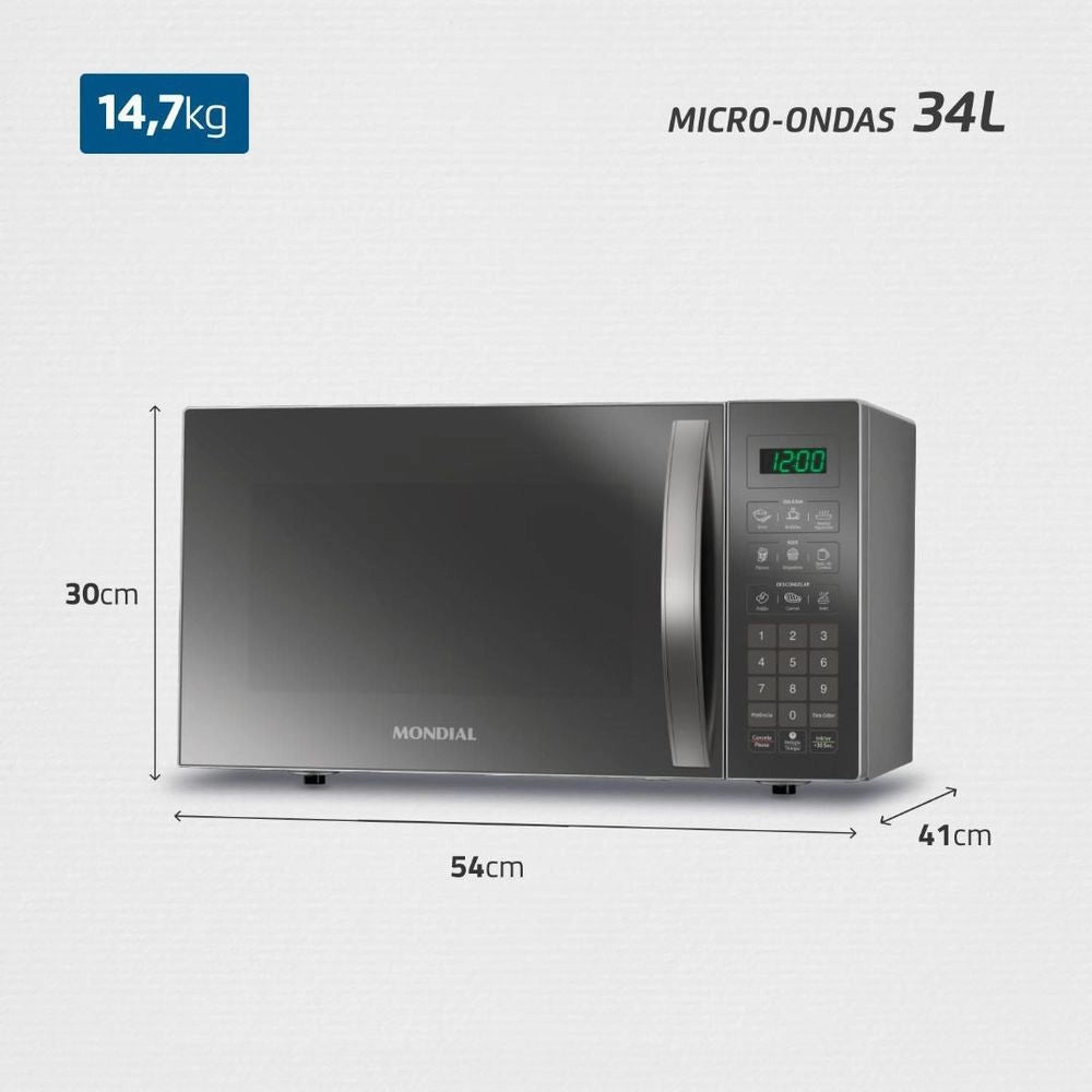 Micro-ondas Mondial MO-02-34-E 1400W 34 Litros Inox